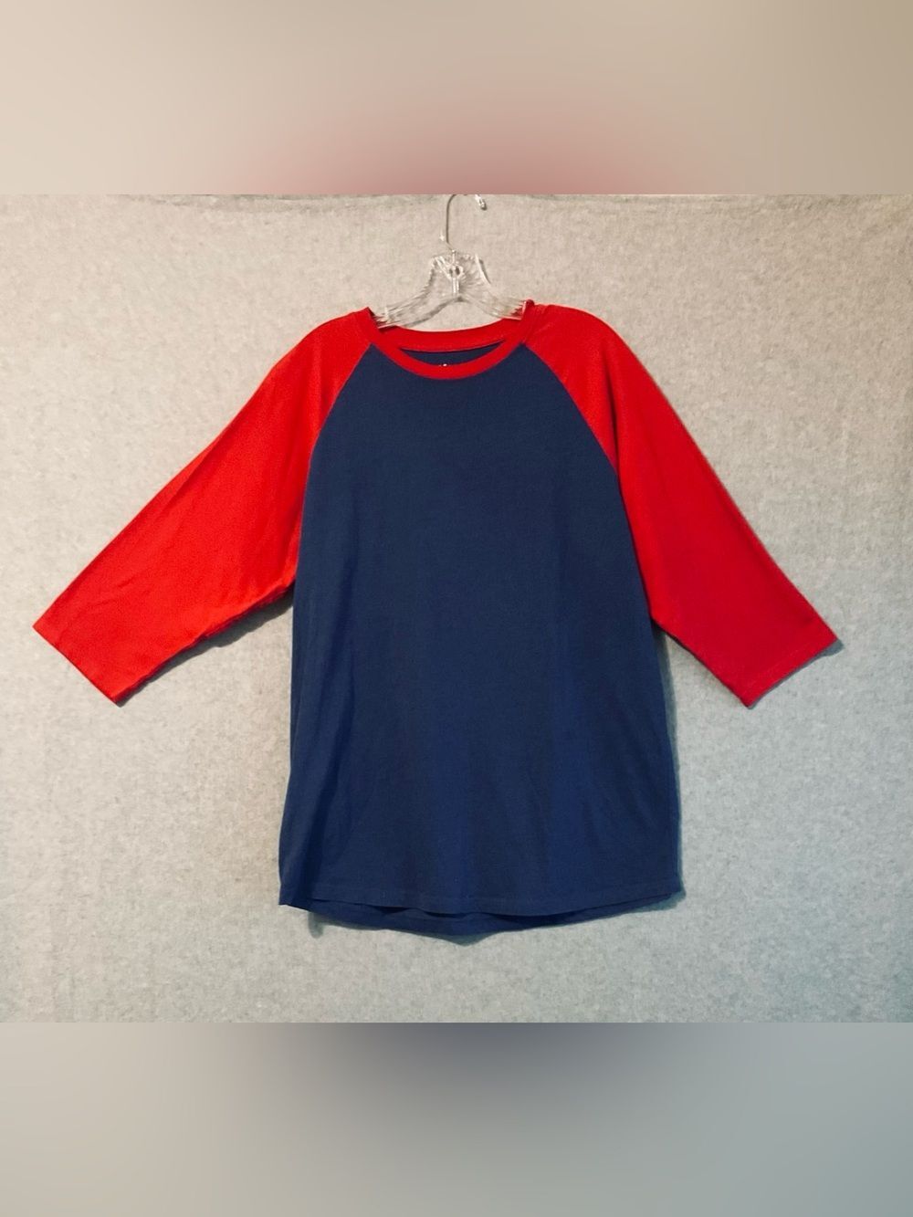 Estepoba Man's Casual Vintage  Blue and Red Raglan 3/4 sleeves  Shirt Sz XL